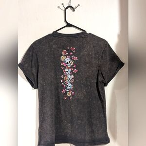 Ed Hardy Born Free Floral Skull Knot Side Tie Shirt L